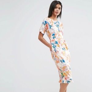 ASOS Wiggle Dress Bright Floral Size 6
